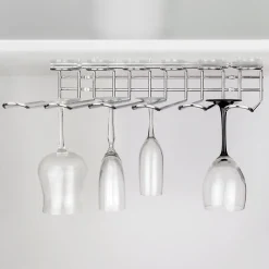 Emuca Porte-verres pour meubles Supra 5 rangées, longueur 320mm, Acier, Chromé