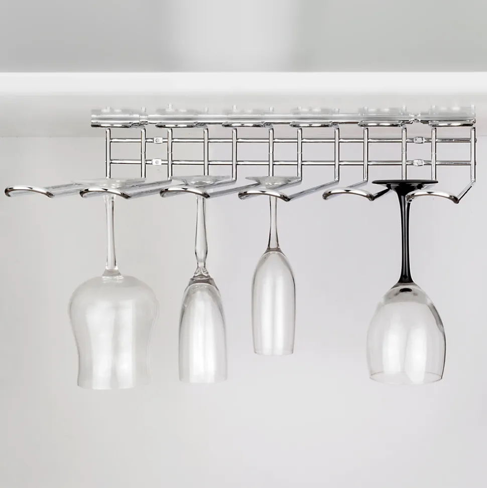 Emuca Porte-verres pour meubles Supra 5 rangées, longueur 320mm, Acier, Chromé