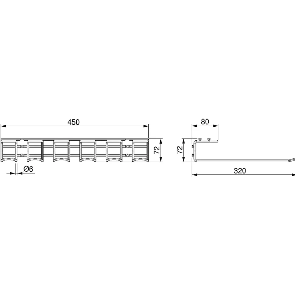 Emuca Porte-verres pour meubles Supra 5 rangées, longueur 320mm, Acier, Chromé
