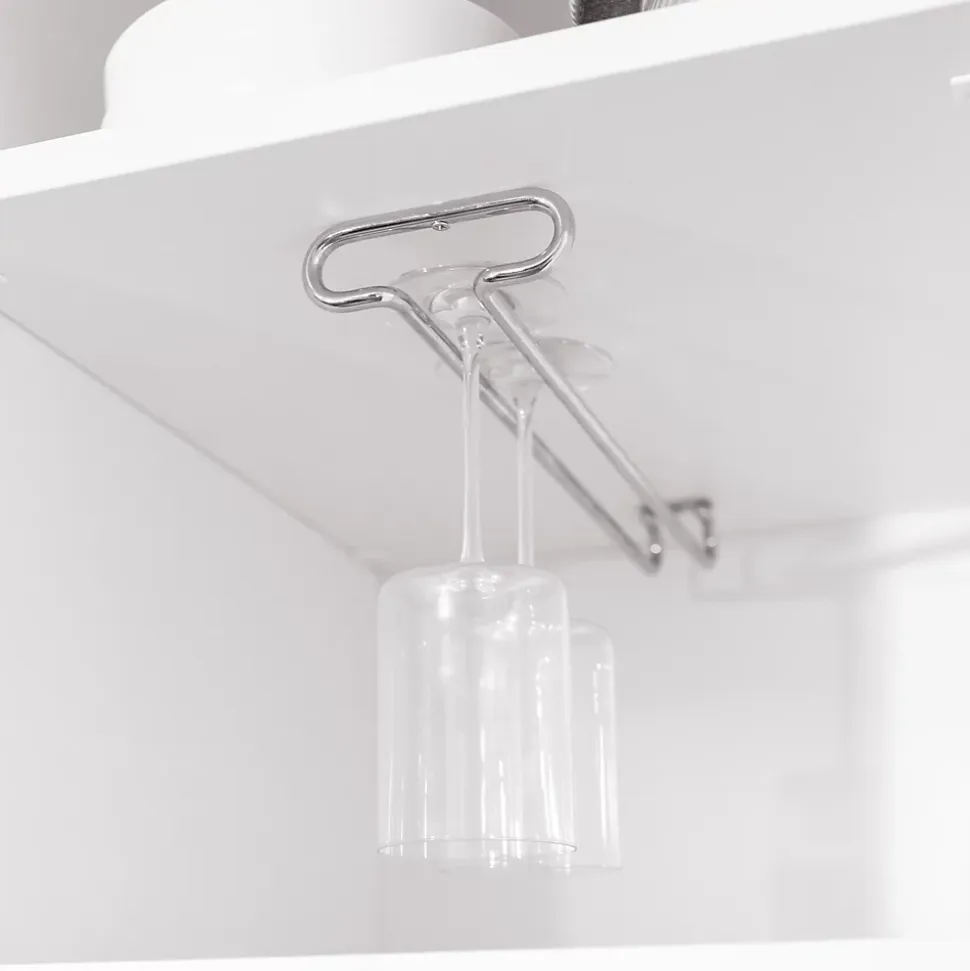 Emuca Porte-verres pour meubles à 1 rangée, longueur 410mm, Acier, Chromé