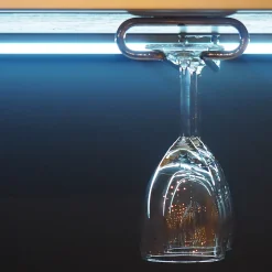 Emuca Porte-verres pour meubles à 1 rangée, longueur 410mm, Acier, Chromé