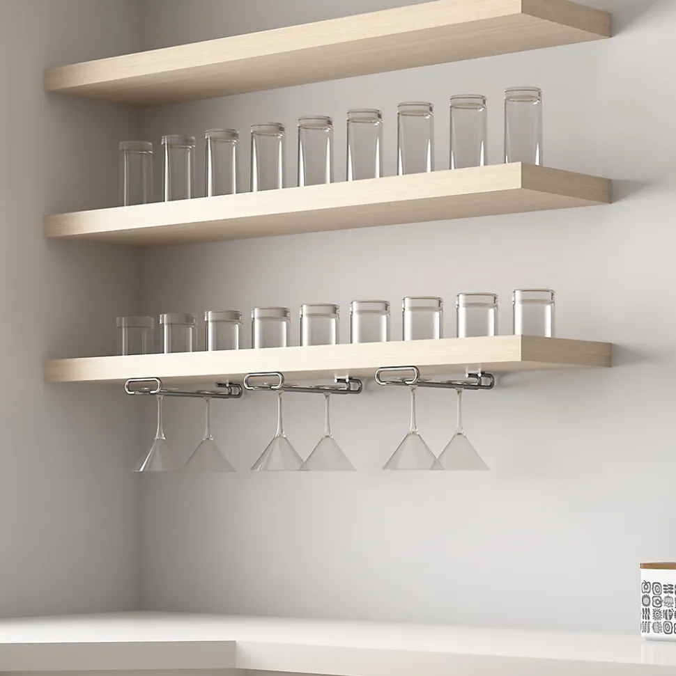 Emuca Porte-verres pour meubles à 1 rangée, longueur 410mm, Acier, Chromé