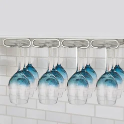 Emuca Porte-verres pour meubles à 4 rangées, longueur 280mm, acier, chromé