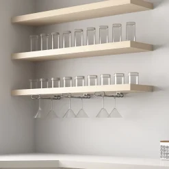 Emuca Porte-verres pour meubles à 1 rangée, longueur 280mm, acier, chromé