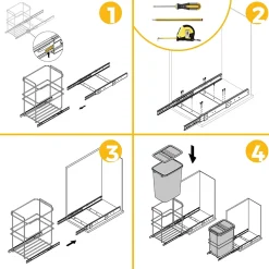 Emuca Poubelle de recyclage Recycle pour cuisine, 35 L, fixation par le bas et extraction manuelle, Plastique gris antracite