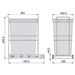 Emuca Poubelle de recyclage Recycle pour cuisine, 35 L, fixation par le bas et extraction manuelle, Plastique gris antracite