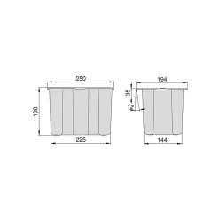 Emuca poubelle de recyclage pour suspendre la porte et collecter les déchets Recyclage, 1 x bac de 5 litres, avec couvercle,