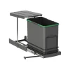 Emuca Poubelle de recyclage Recycle pour cuisine, 24 L, fixation au fond et extraction manuelle/automatique, Plastique gris