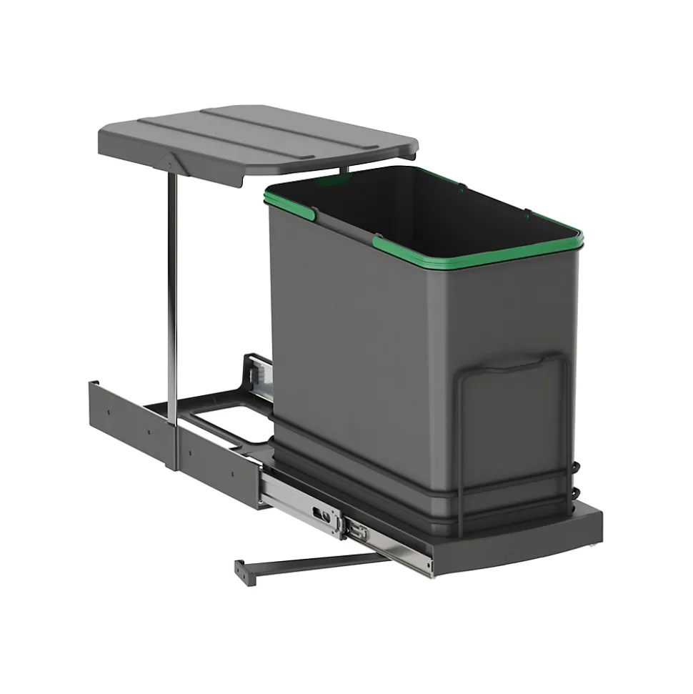Emuca Poubelle de recyclage Recycle pour cuisine, 24 L, fixation au fond et extraction manuelle/automatique, Plastique gris