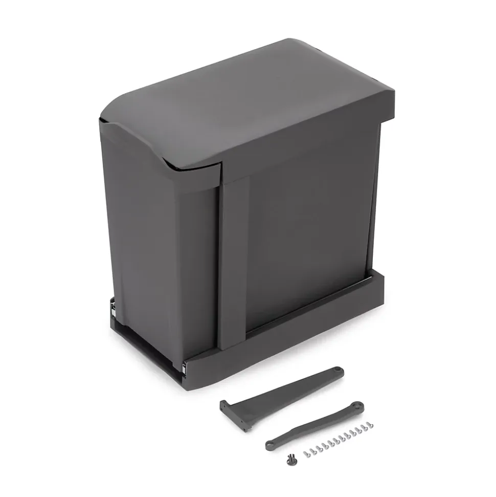Emuca Poubelles de recyclage pour la cuisine, 3 x 10L, fixation inférieure et extraction automatique, Acier et Plastique, Gris