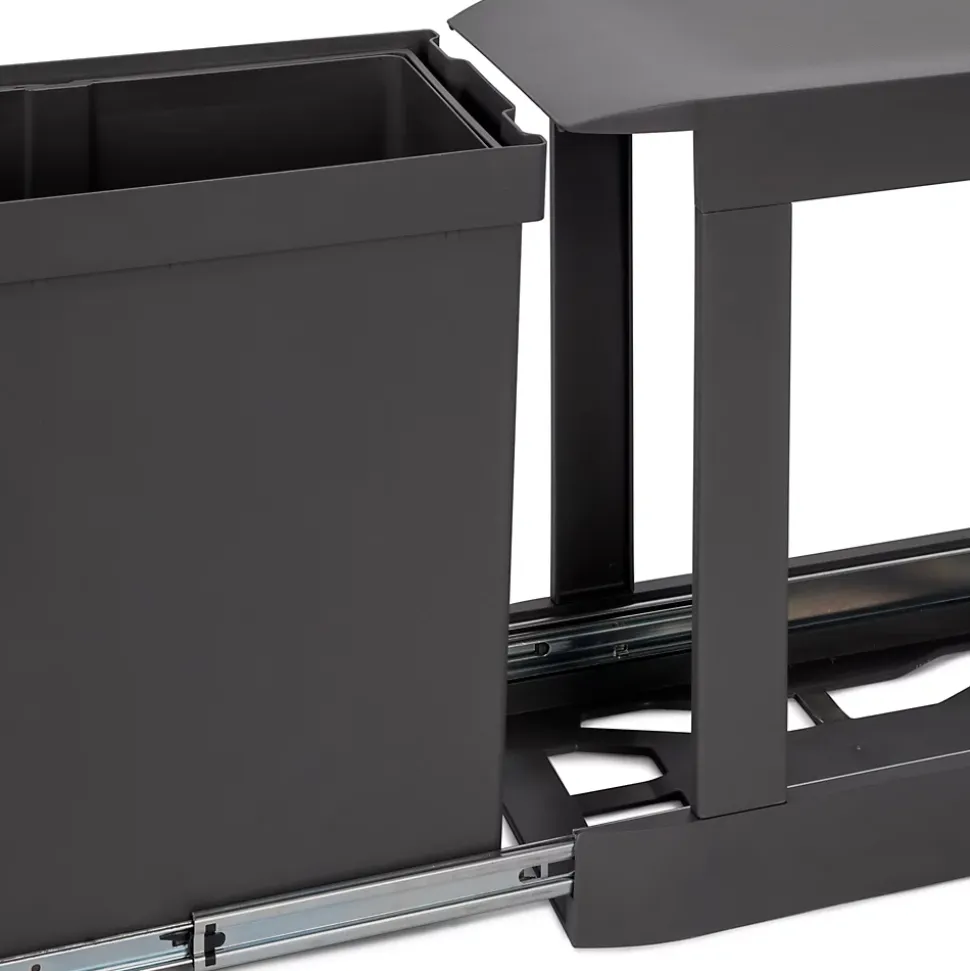 Emuca Poubelles de recyclage pour la cuisine, 3 x 10L, fixation inférieure et extraction automatique, Acier et Plastique, Gris