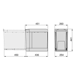 Emuca Poubelles de recyclage pour la cuisine, 3 x 10L, fixation inférieure et extraction automatique, Acier et Plastique, Gris