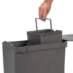 Emuca Poubelles de recyclage pour la cuisine, 2 x 14L, fixation inférieure et extraction automatique, Acier et Plastique, Gris