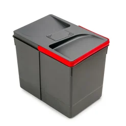 Emuca Poubelles pour tiroir de cuisine Recycle avec couvercle anti-odeurs, Hauteur 266, 1x15litres, Plastique Gris antracite
