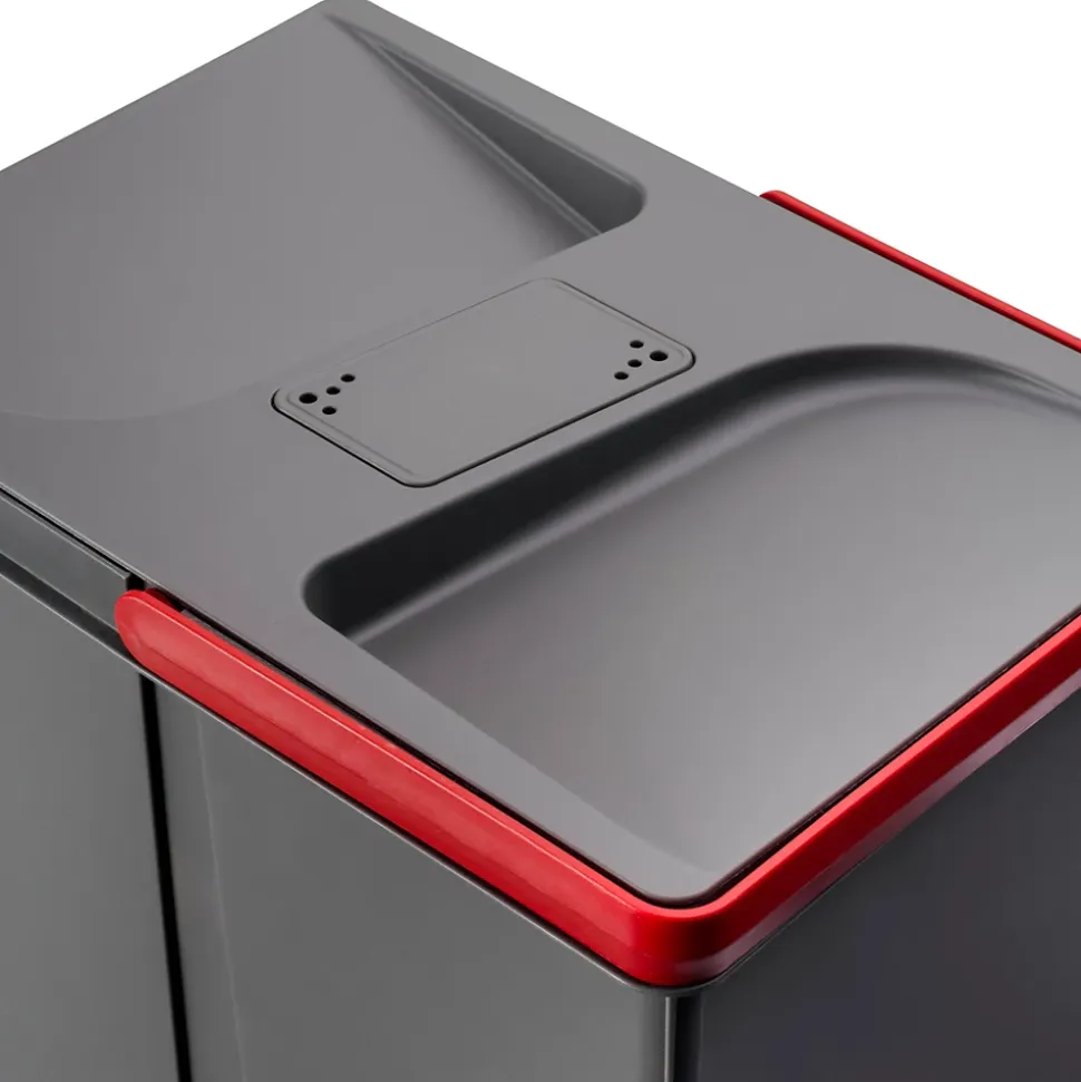 Emuca Poubelles pour tiroir de cuisine Recycle avec couvercle anti-odeurs, Hauteur 266, 1x15litres, Plastique Gris antracite