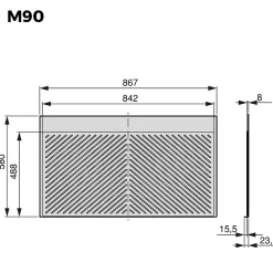 Emuca Protecteurs fond pour la cuisine Sink, M90, 867x580mm, épaisseur de la planchet 16mm, découpable, Plastique, Gris antracite