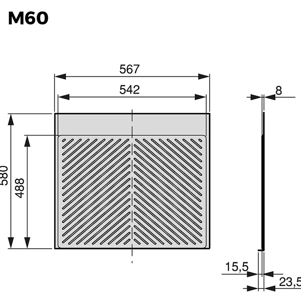 Emuca Protecteurs fond pour la cuisine Sink, M60, 567x580mm, épaisseur de la planchet 16mm, découpable, Plastique, Gris antracite