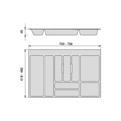 Emuca Range-couverts Optima pour tiroir universel, module 800mm, Plastique, Gris antracite