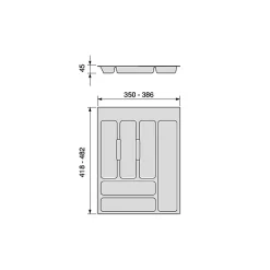 Emuca Range-couverts Optima pour tiroir universel, module 450mm, Plastique, Gris