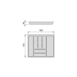 Emuca range-couverts Optima Vertex/Concept, profondeur 500mm, plateau 16mm, module 600mm, Plastique, Blanc