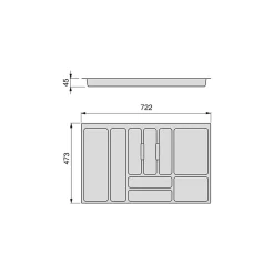 Emuca range-couverts Optima Vertex/Concept, profondeur 500mm, plateau 16mm, module 800mm, Plastique, Gris antracite