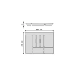 Emuca Range-couverts Optima pour tiroir universel, module 700mm, Plastique, Gris antracite