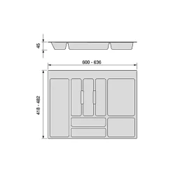 Emuca Range-couverts Optima pour tiroir universel, module 700mm, Plastique, Gris antracite