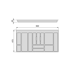 Emuca range-couverts Optima Vertex/Concept, profondeur 500mm, plateau 16mm, module 1.000mm, Plastique, Gris antracite