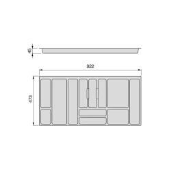 Emuca range-couverts Optima Vertex/Concept, profondeur 500mm, plateau 16mm, module 1.000mm, Plastique, Gris antracite