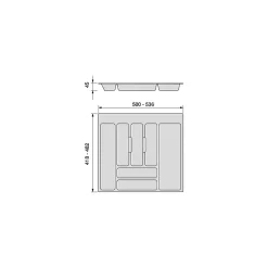 Emuca range-couverts Optima pour tiroir universel, module 600mm, Plastique, Gris antracite