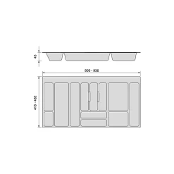 Emuca Range-couverts Optima pour tiroir universel, module 1.000mm, Plastique, Gris antracite