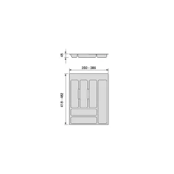Emuca range-couverts Optima pour tiroir universel, module 450mm, Plastique, Gris antracite