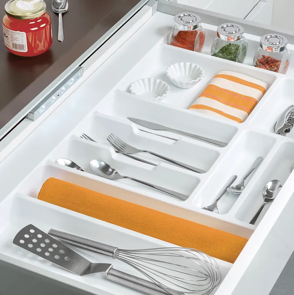 Emuca range-couverts Optima Vertex/Concept, profondeur 500mm, plateau 16mm, module 700mm, Plastique, Blanc