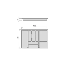 Emuca range-couverts Optima Vertex/Concept, profondeur 500mm, plateau 16mm, module 700mm, Plastique, Blanc
