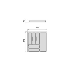 Emuca range-couverts Optima Vertex/Concept, profondeur 500mm, plateau 16mm, module 500mm, Plastique, Blanc