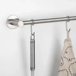 Emuca Support adhésif pour cuisine avec 5 crochets Supra, acier inoxydable