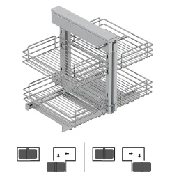 Emuca Système d'angle extractible pour meuble de cuisine Suprastar, acier, chrome
