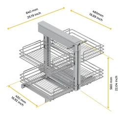 Emuca Système d'angle extractible pour meuble de cuisine Suprastar, acier, chrome