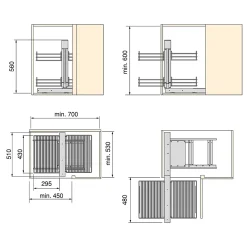 Emuca Système d'angle extractible pour meuble de cuisine Suprastar, acier, chrome