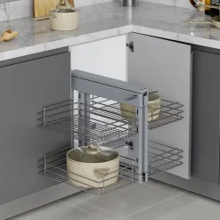 Emuca Système d'angle extractible pour meuble de cuisine Suprastar, acier, chrome