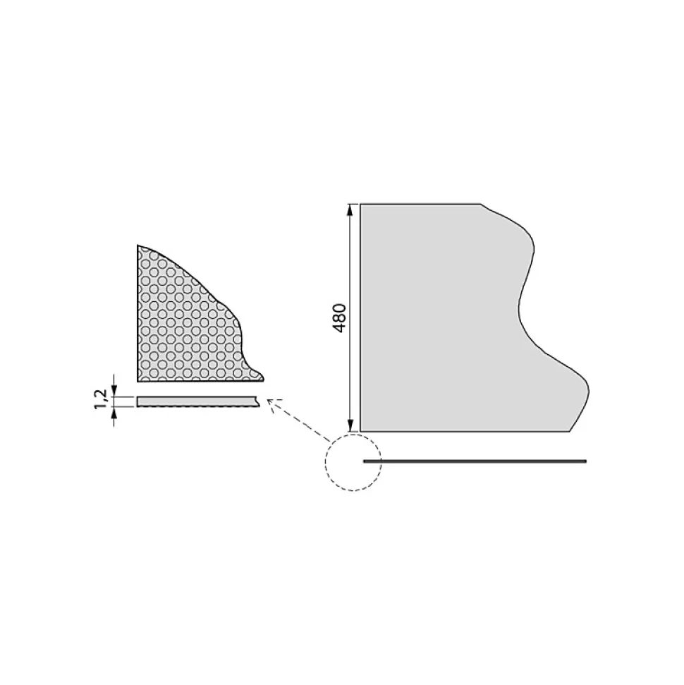 Emuca Tapis de tiroir antidérapant, strié, longueur 1,5m, largeur 480mm, plastique, gris