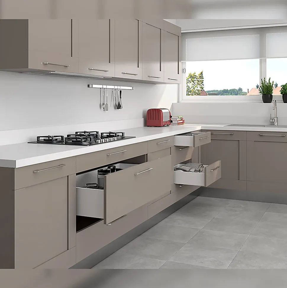 Emuca Tiroir extérieur Concept 30kg hauteur 185mm, profondeur 450mm, Acier, Peint en blanc