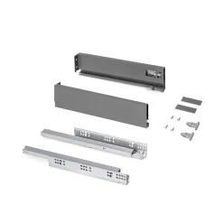 Emuca Tiroir extérieur Protone 30kg , coulisses à sortie totale et fermeture amortie, hauteur 93mm, profondeur 400mm, Acier, Gris