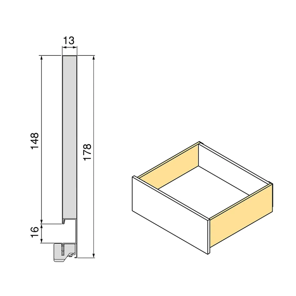 Emuca Tiroir extérieur Protone 30kg , coulisses à sortie totale et fermeture amortie, hauteur 178mm, profondeur 400mm, Acier,