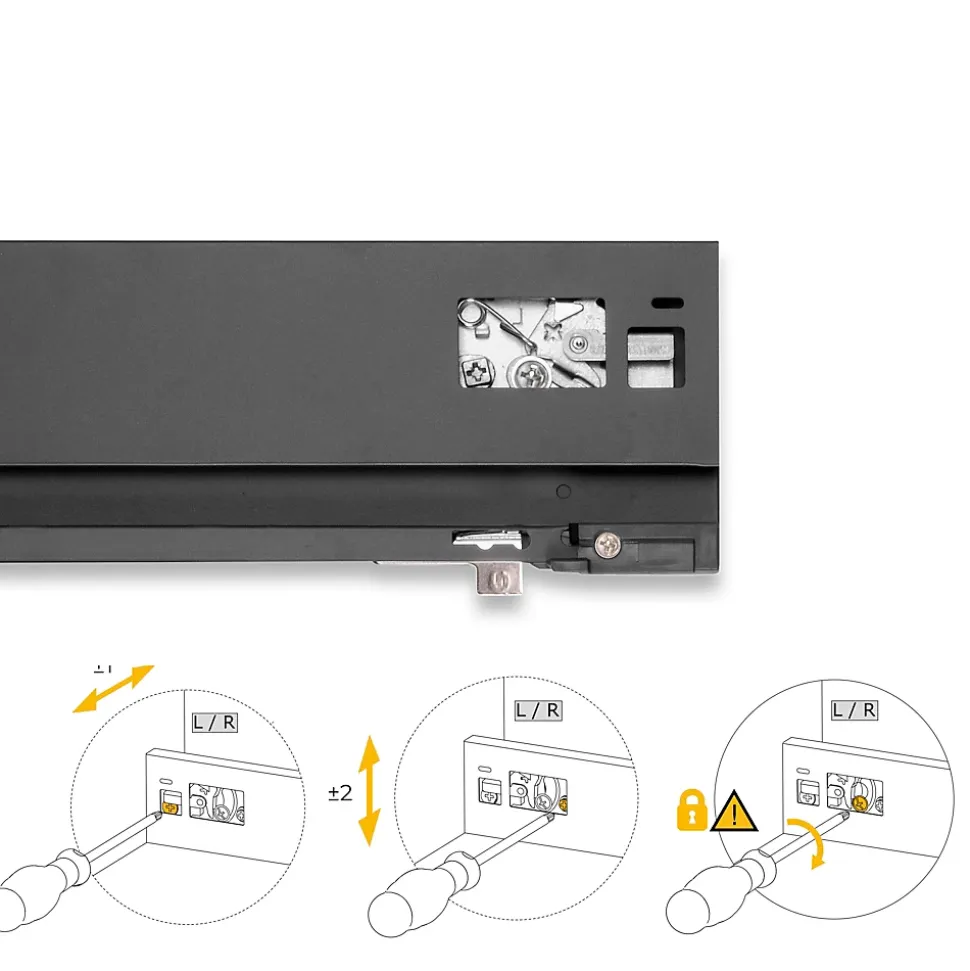 Emuca Tiroir extérieur Protone 30kg , coulisses à sortie totale et fermeture amortie, hauteur 93mm, profondeur 350mm, Acier, Gris