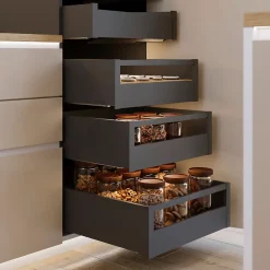 Emuca Tiroir extérieur Protone 30kg , coulisses à sortie totale et fermeture amortie, hauteur 178mm, profondeur 500mm, Acier, Gris