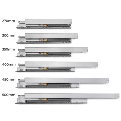 Emuca Tiroir extérieur Protone 30kg , coulisses à sortie totale et fermeture amortie, hauteur 93mm, profondeur 500mm, Acier, Gris