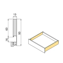 Emuca Tiroir extérieur Protone 30kg , coulisses à sortie totale et fermeture amortie, hauteur 93mm, profondeur 500mm, Acier, Peint