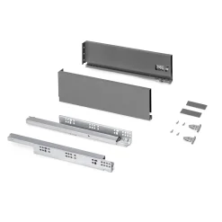 Emuca Tiroir extérieur Protone 30kg , coulisses à sortie totale et fermeture amortie, hauteur 131mm, profondeur 400mm, Acier, Gris