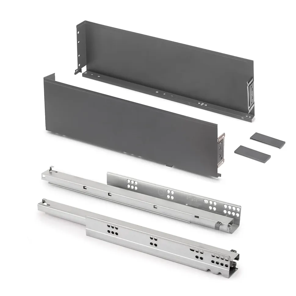 Emuca Tiroir extérieur Simplex 25kg hauteur 159mm, profondeur 440mm, acier, Gris antracite